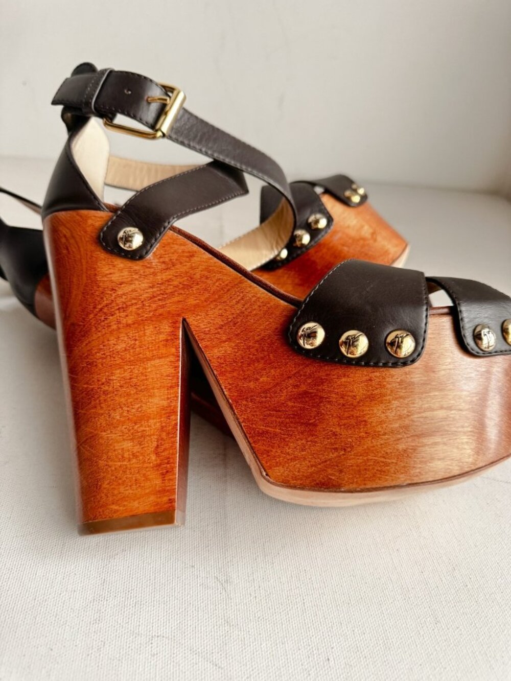 Giuseppe Zanotti High Platform Clog Heels Chocolate Brown Leather 39 - Picture 11 of 13